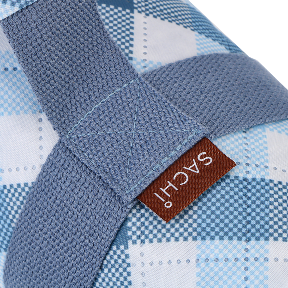 SACHI PICNIC RUG 175 X 142CM - GINGHAM BLUE-GREY