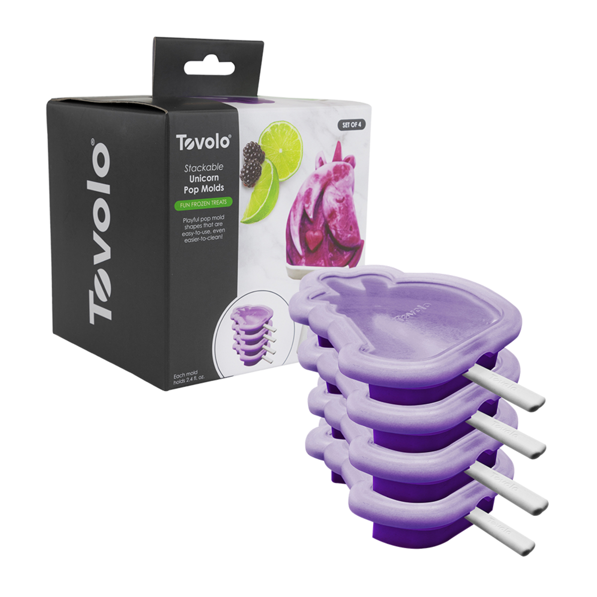STACKABLE ICE POP MOULDS SET 4 - Unicorn