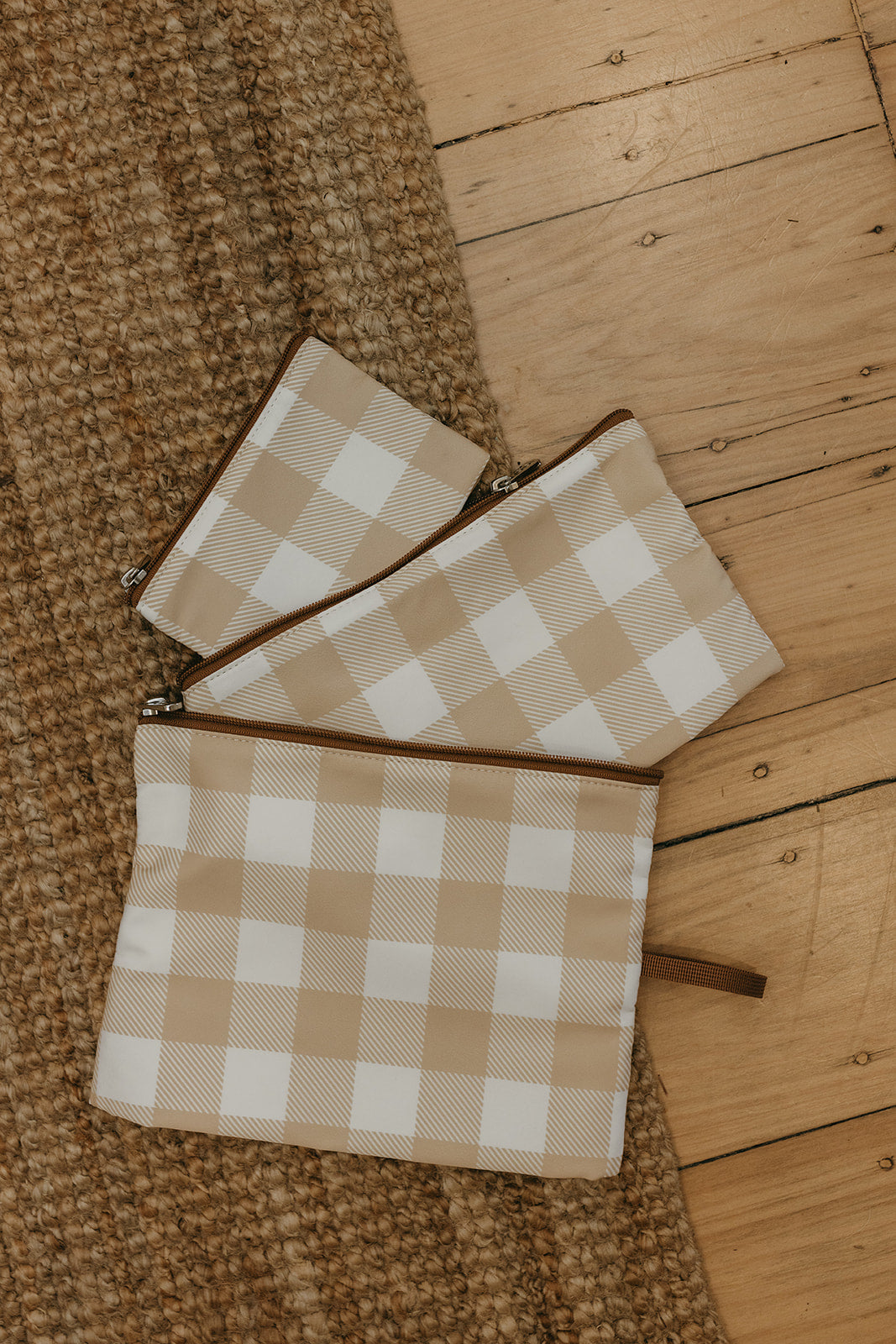 Packing Pouch Trio - Gingham Beige