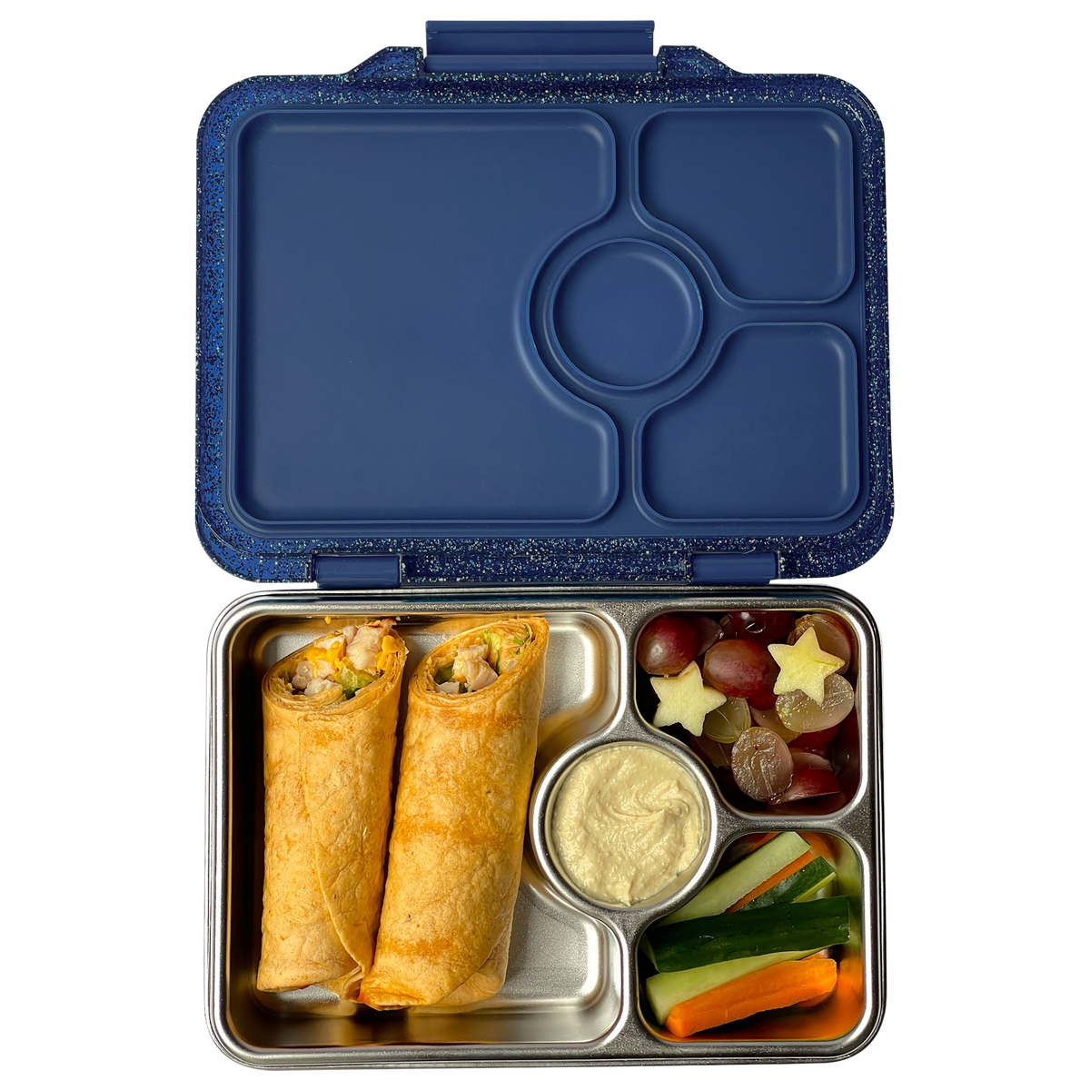 YUMBOX PRÊT STAINLESS STEEL BENTO BOX 4 COMPARTMENT -TWILIGHT BLUE (GLITTER)
