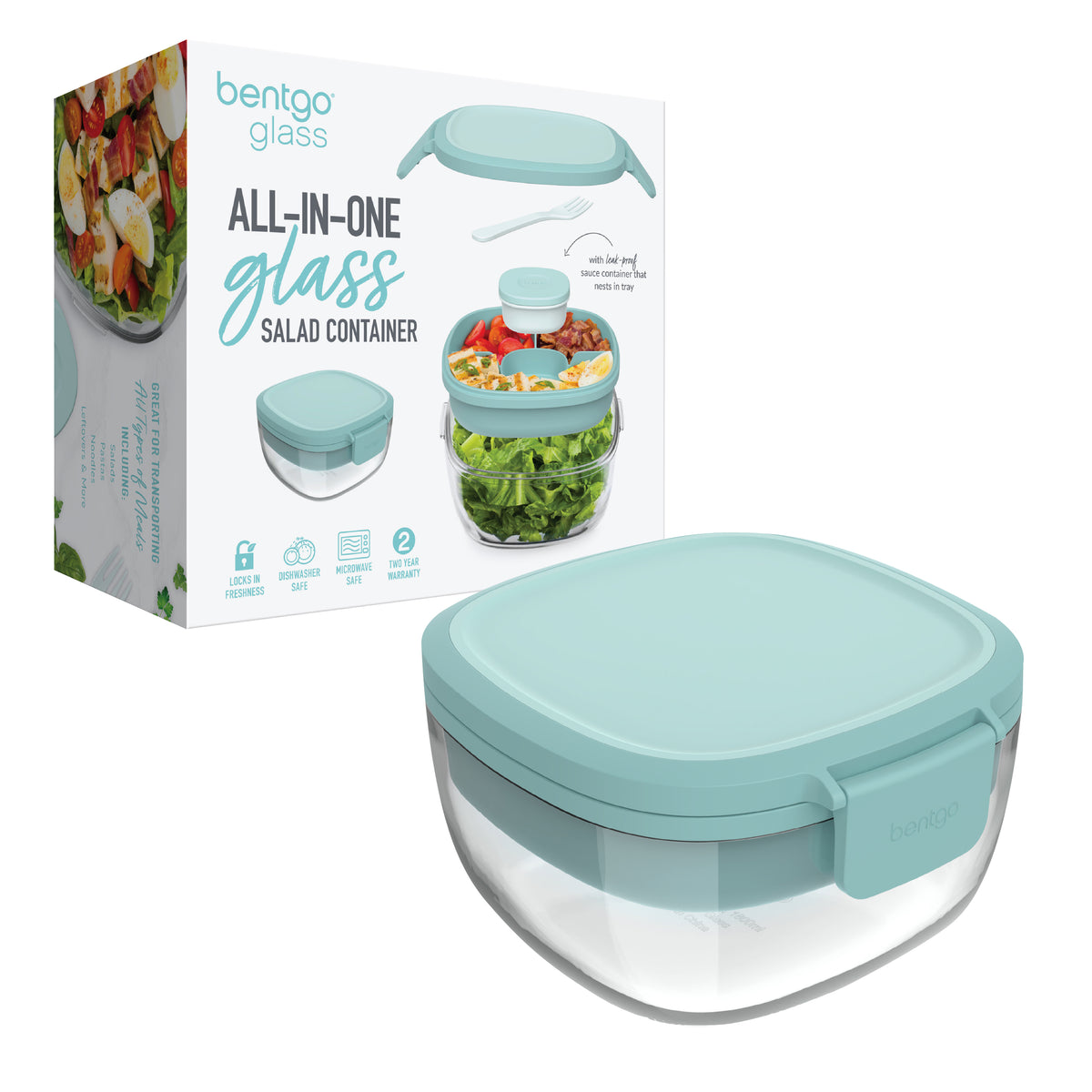 BENTGO ALL-IN-ONE GLASS SALAD CONTAINER - Coastal Seaglass