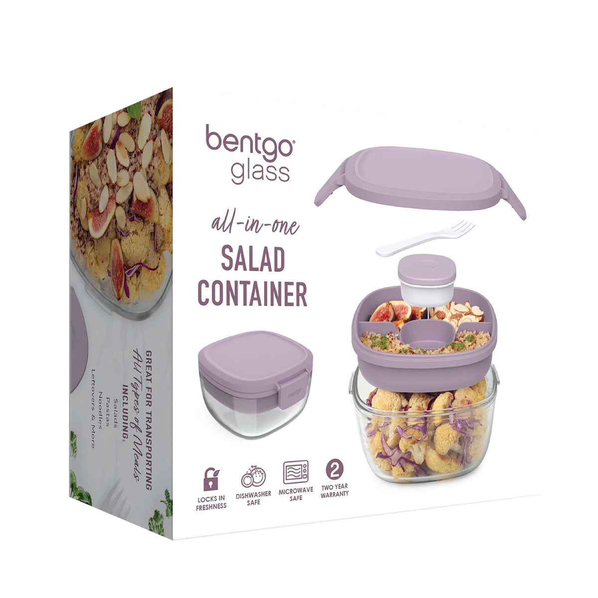 BENTGO ALL-IN-ONE GLASS SALAD CONTAINER - Lavender