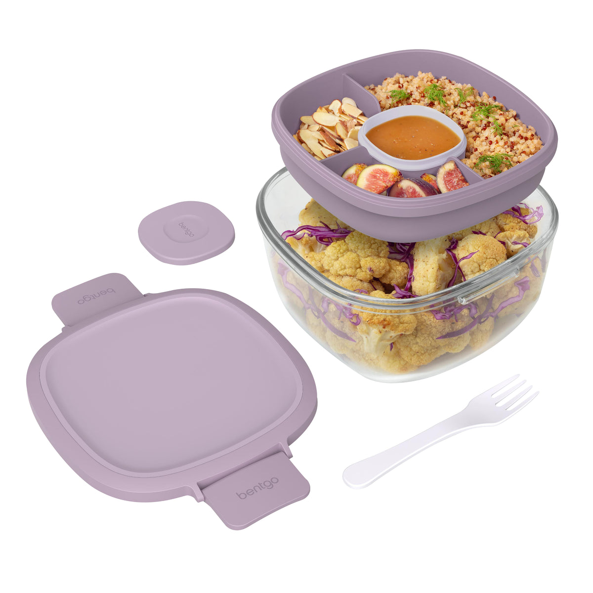 BENTGO ALL-IN-ONE GLASS SALAD CONTAINER - Lavender