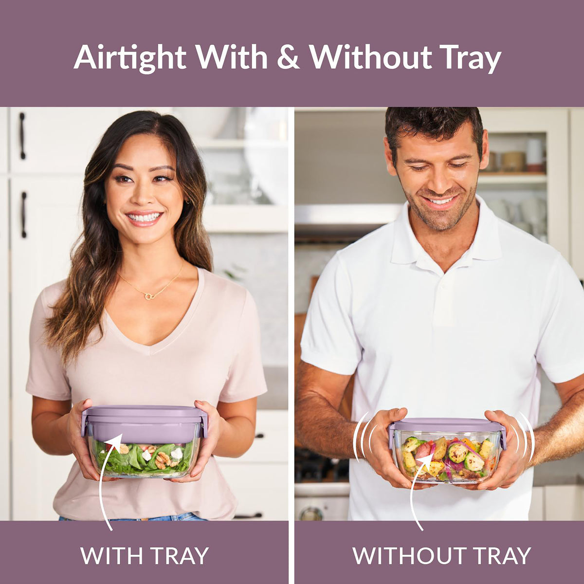 BENTGO ALL-IN-ONE GLASS SALAD CONTAINER - Lavender