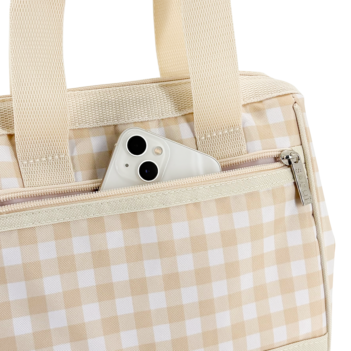 SACHI 'STYLE 34' INSULATED LUNCH BAG - BEIGE GINGHAM