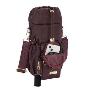 SACHI CROSSBODY INSULATED BOTTLE BAG  - BORDEAUX