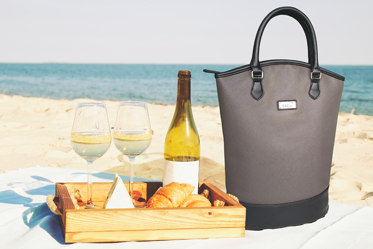 SACHI TWO BOTTLE WINE TOTE - CHARCOAL