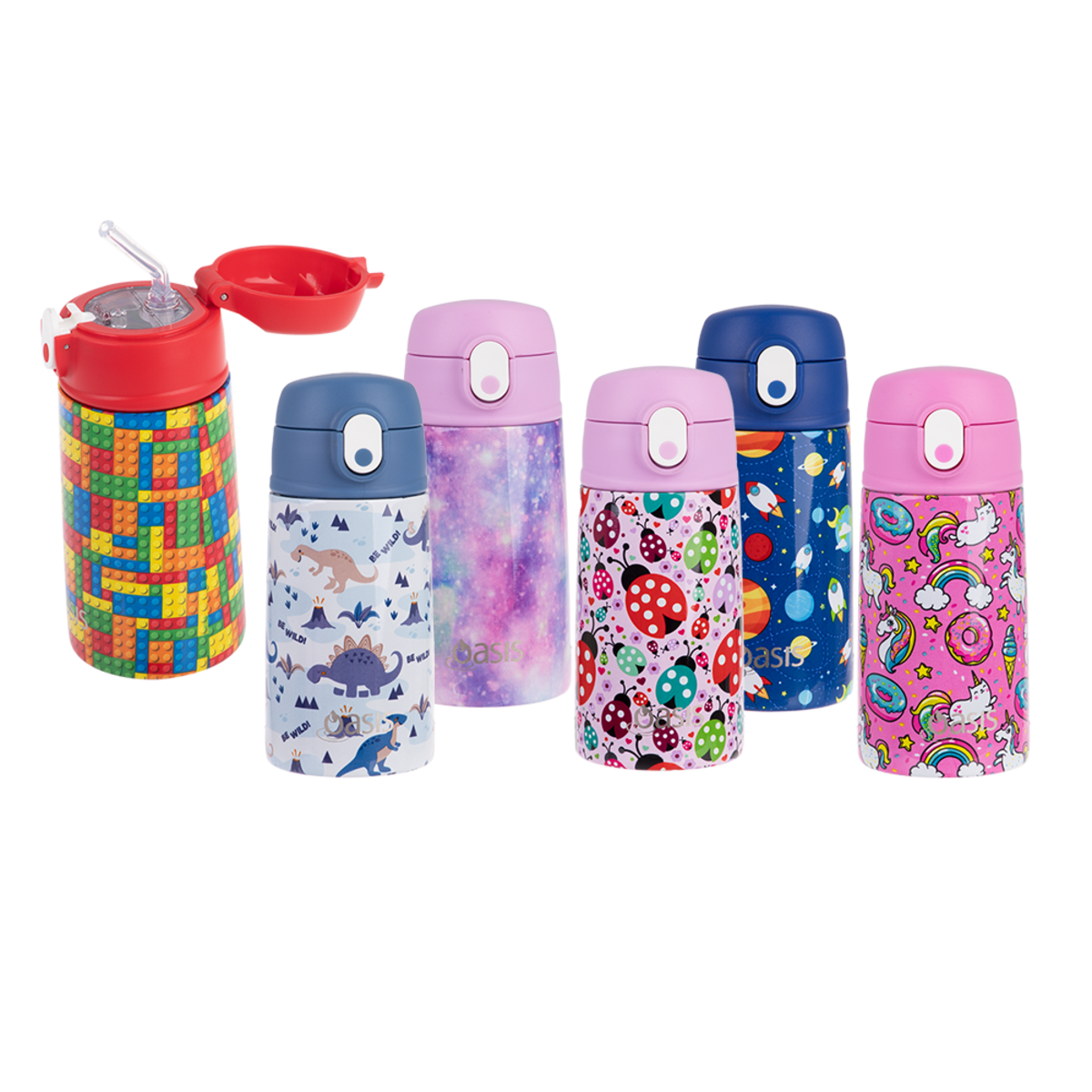 OASIS STAINLESS STEEL DOUBLE WALL INSULATED KID&#39;S DRINK BOTTLE W/ SIPPER 400ML - Outer Space