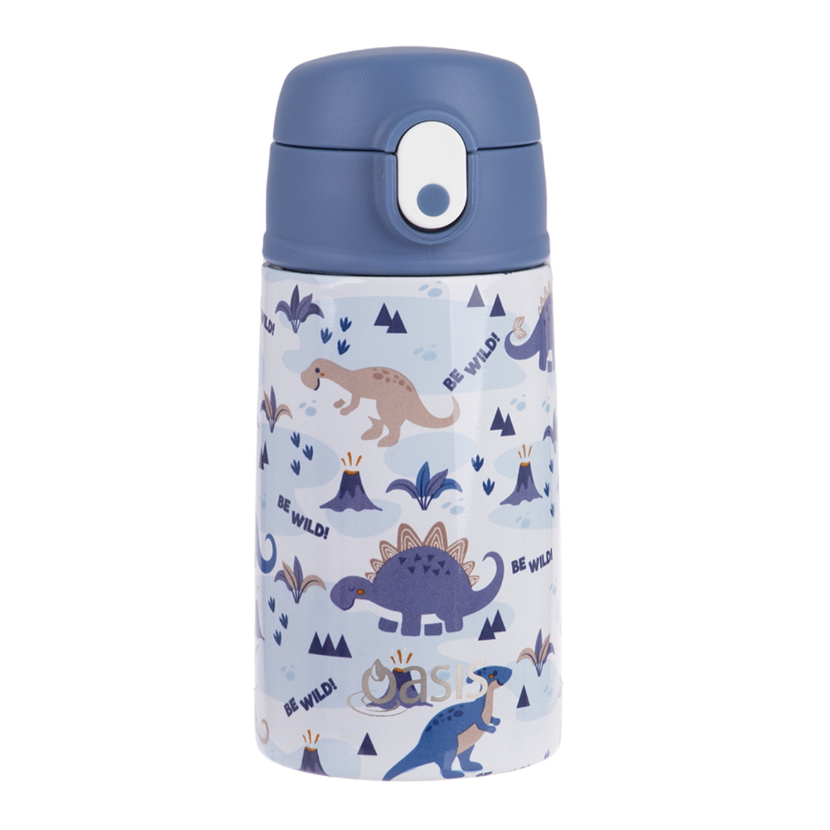 OASIS STAINLESS STEEL DOUBLE WALL INSULATED KID&#39;S DRINK BOTTLE W/ SIPPER 400ML - Dinosaur Land