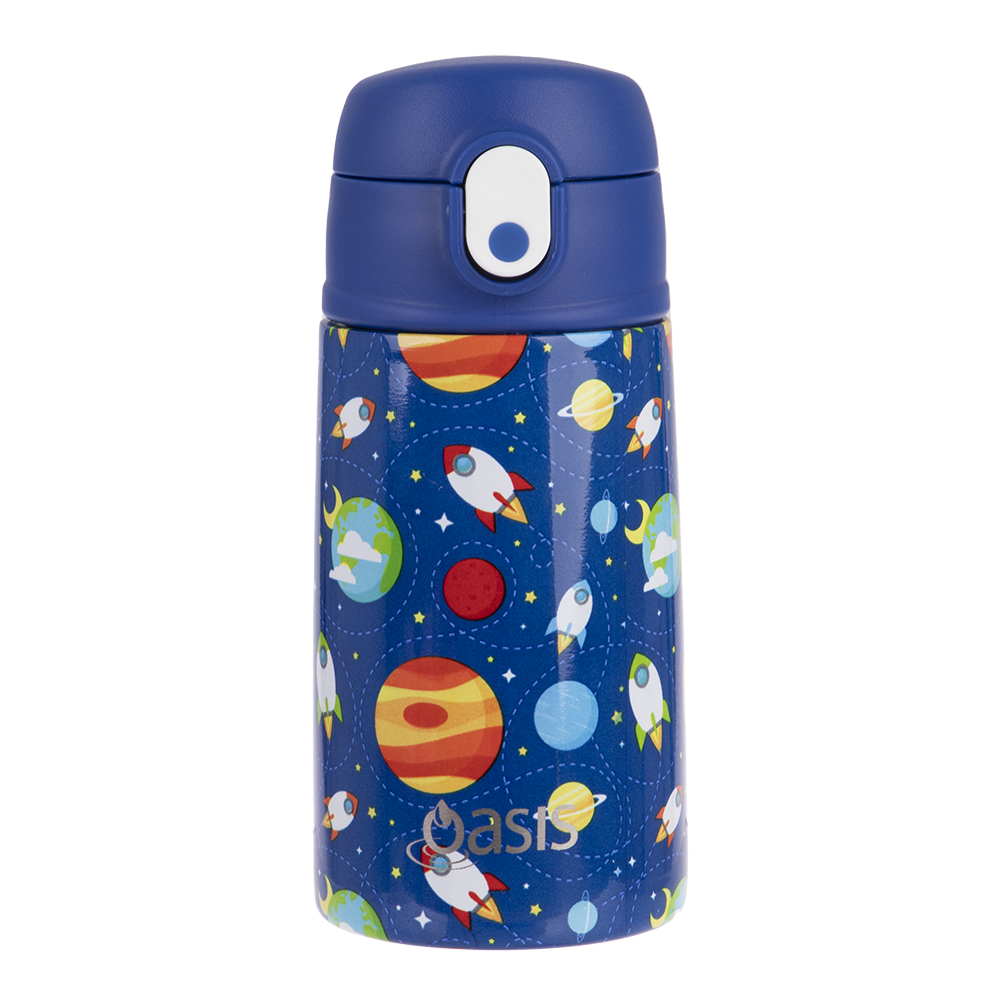 OASIS STAINLESS STEEL DOUBLE WALL INSULATED KID&#39;S DRINK BOTTLE W/ SIPPER 400ML - Outer Space