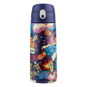 OASIS STAINLESS STEEL DOUBLE WALL INSULATED KID'S DRINK BOTTLE W/ SIPPER 550ML - ALIEN ADVENTURES