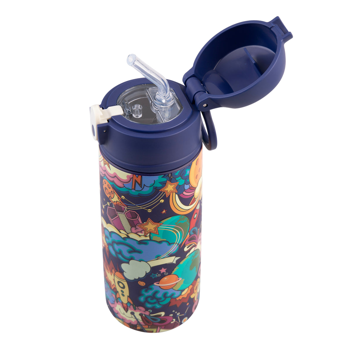 OASIS STAINLESS STEEL DOUBLE WALL INSULATED KID'S DRINK BOTTLE W/ SIPPER 550ML - ALIEN ADVENTURES