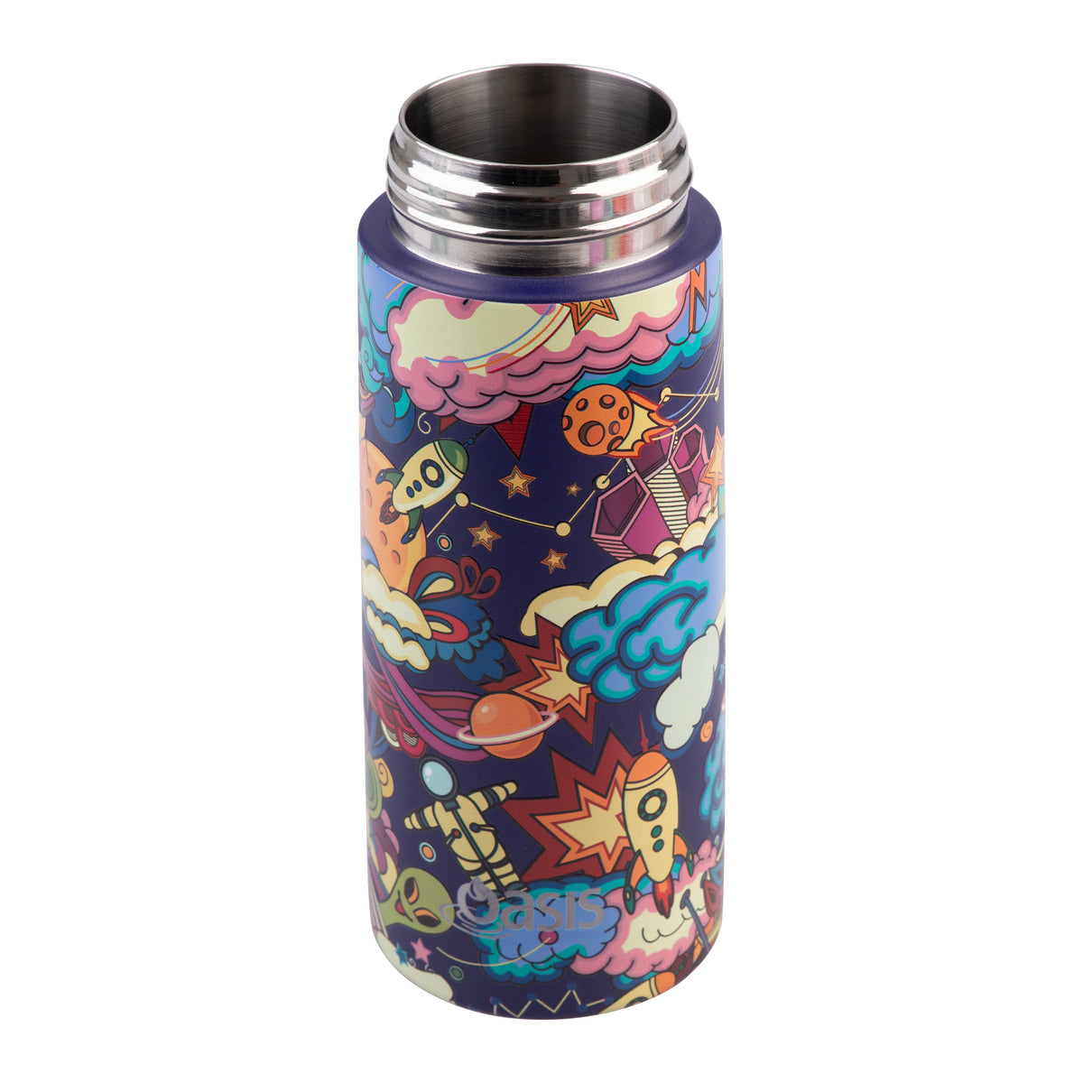 OASIS STAINLESS STEEL DOUBLE WALL INSULATED KID'S DRINK BOTTLE W/ SIPPER 550ML - ALIEN ADVENTURES
