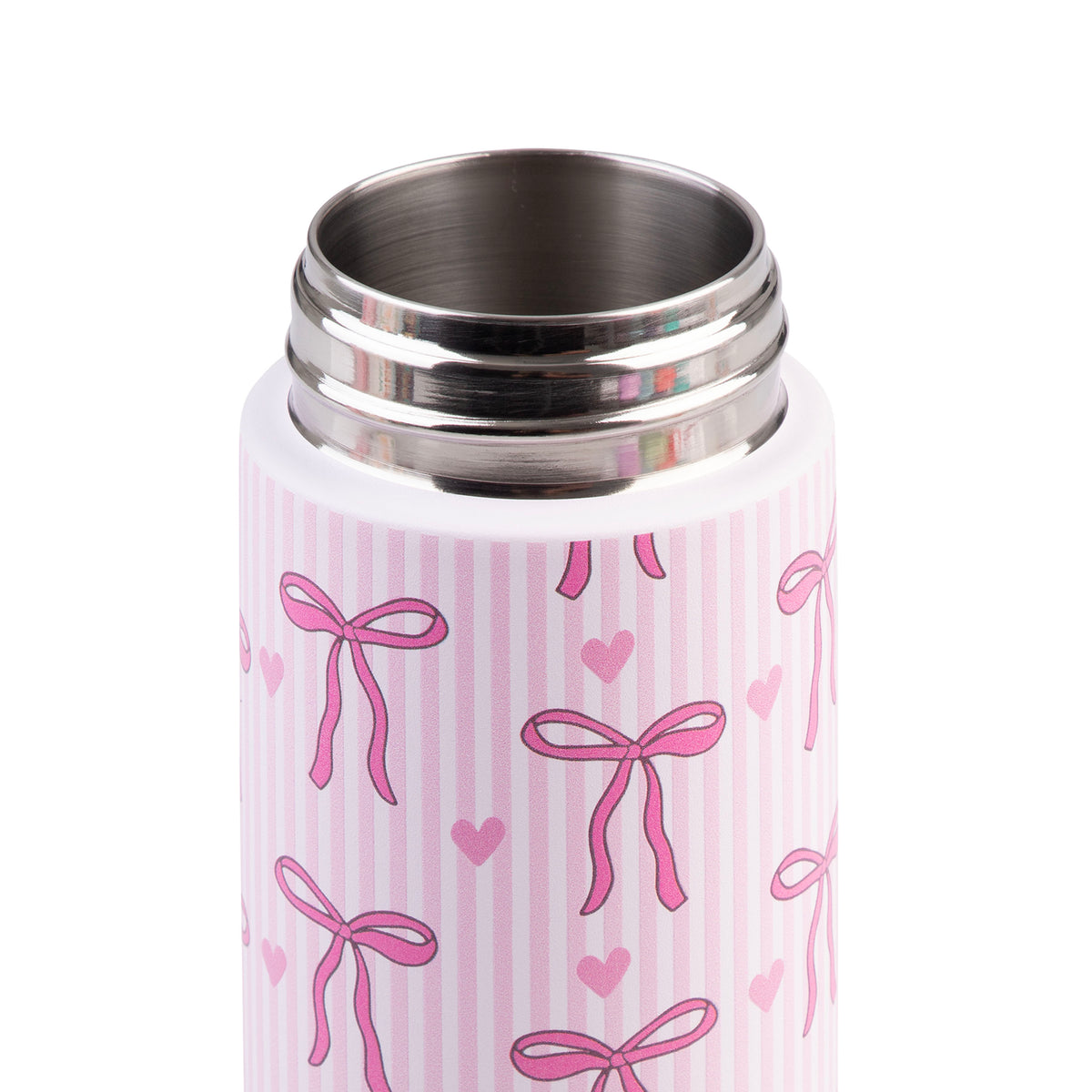 OASIS STAINLESS STEEL DOUBLE WALL INSULATED KID'S DRINK BOTTLE W/ SIPPER 550ML - BOWS & HEARTS