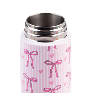 OASIS STAINLESS STEEL DOUBLE WALL INSULATED KID'S DRINK BOTTLE W/ SIPPER 550ML - BOWS & HEARTS