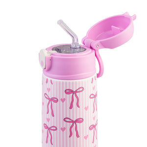 OASIS STAINLESS STEEL DOUBLE WALL INSULATED KID'S DRINK BOTTLE W/ SIPPER 550ML - BOWS & HEARTS
