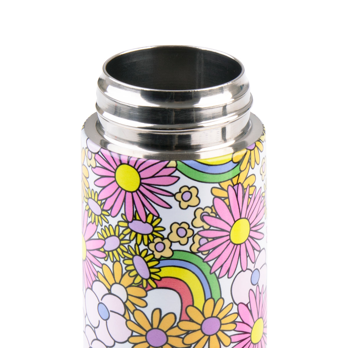 OASIS STAINLESS STEEL DOUBLE WALL INSULATED KID'S DRINK BOTTLE W/ SIPPER 550ML - FLOWER POWER