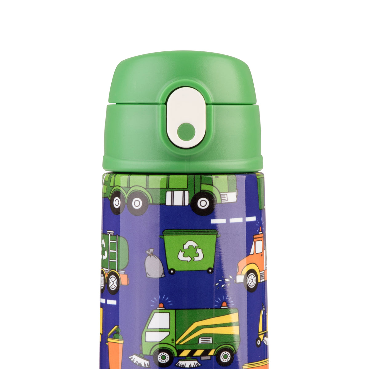 OASIS STAINLESS STEEL DOUBLE WALL INSULATED KID'S DRINK BOTTLE W/ SIPPER 550ML - GARBAGE TRUCKS