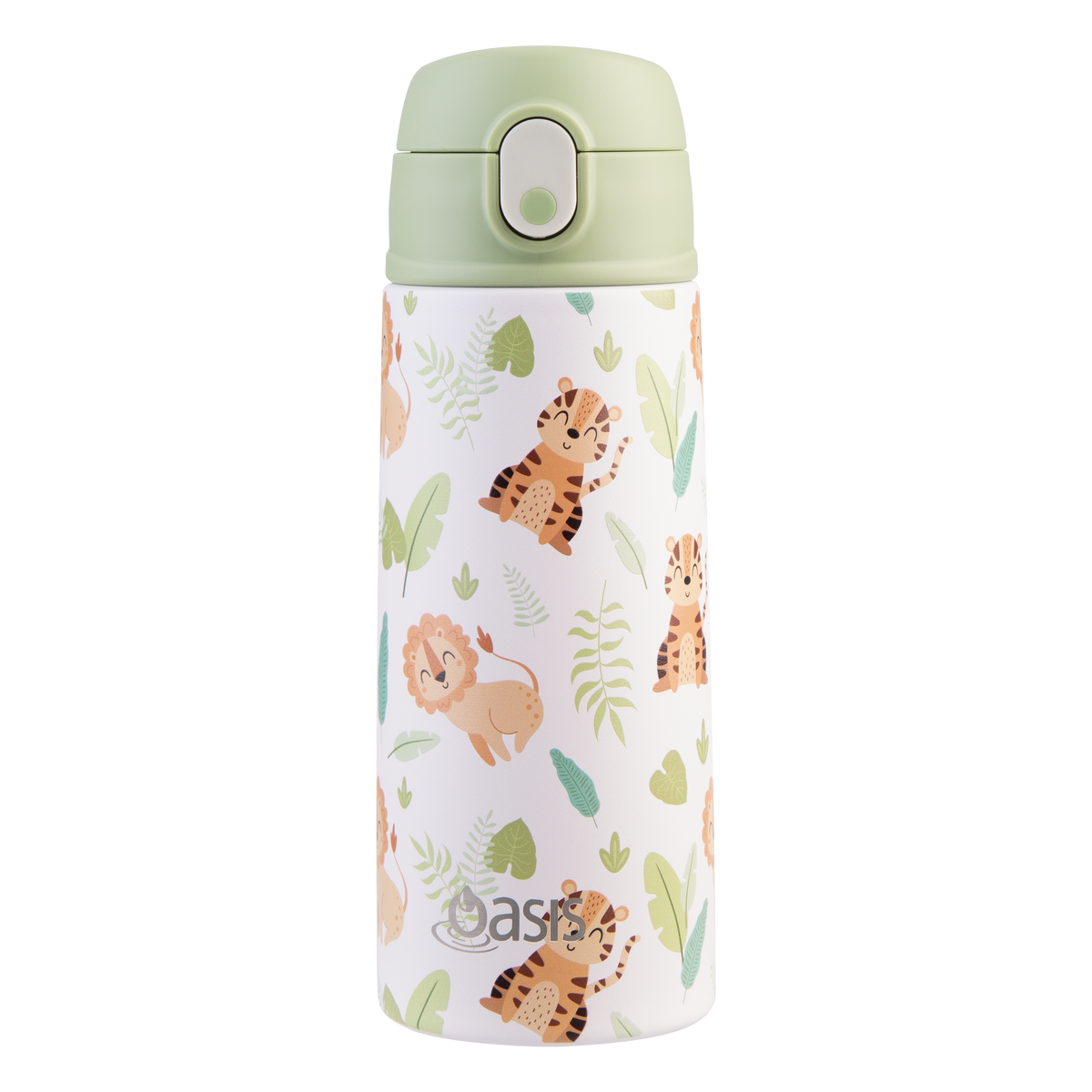 OASIS STAINLESS STEEL DOUBLE WALL INSULATED KID'S DRINK BOTTLE W/ SIPPER 550ML - JUNGLE BUDDIES