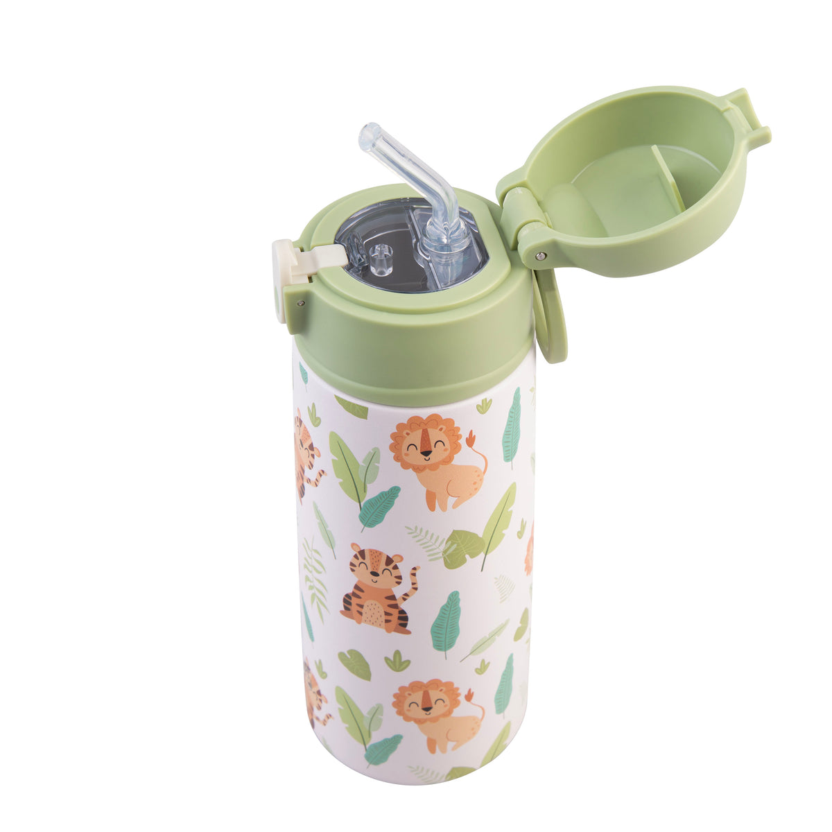 OASIS STAINLESS STEEL DOUBLE WALL INSULATED KID'S DRINK BOTTLE W/ SIPPER 550ML - JUNGLE BUDDIES