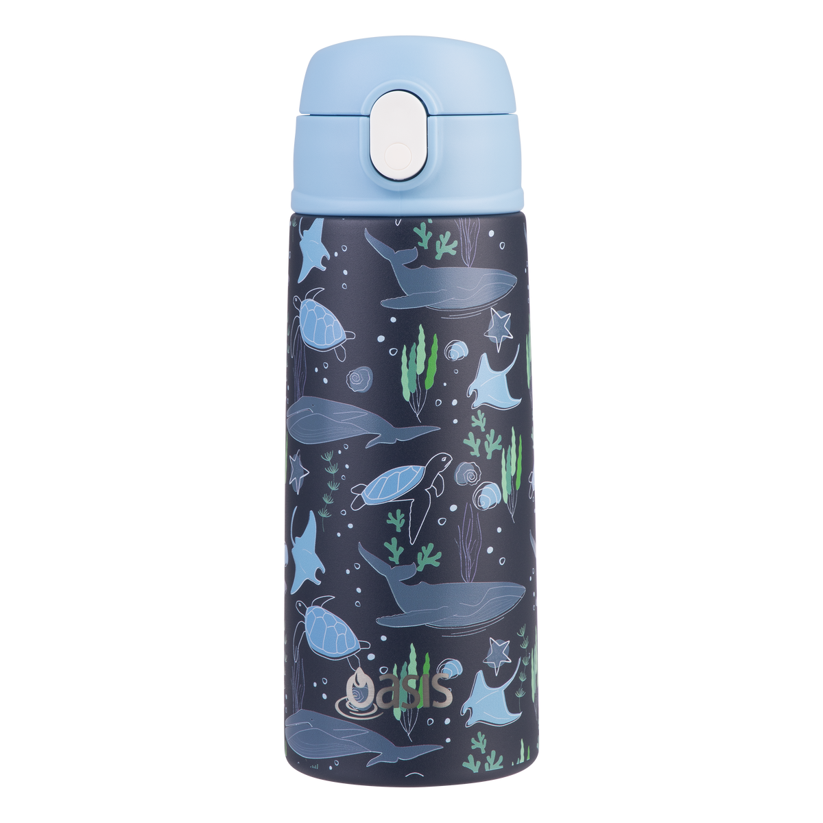 OASIS STAINLESS STEEL DOUBLE WALL INSULATED KID'S DRINK BOTTLE W/ SIPPER 550ML - OCEAN FRIENDS