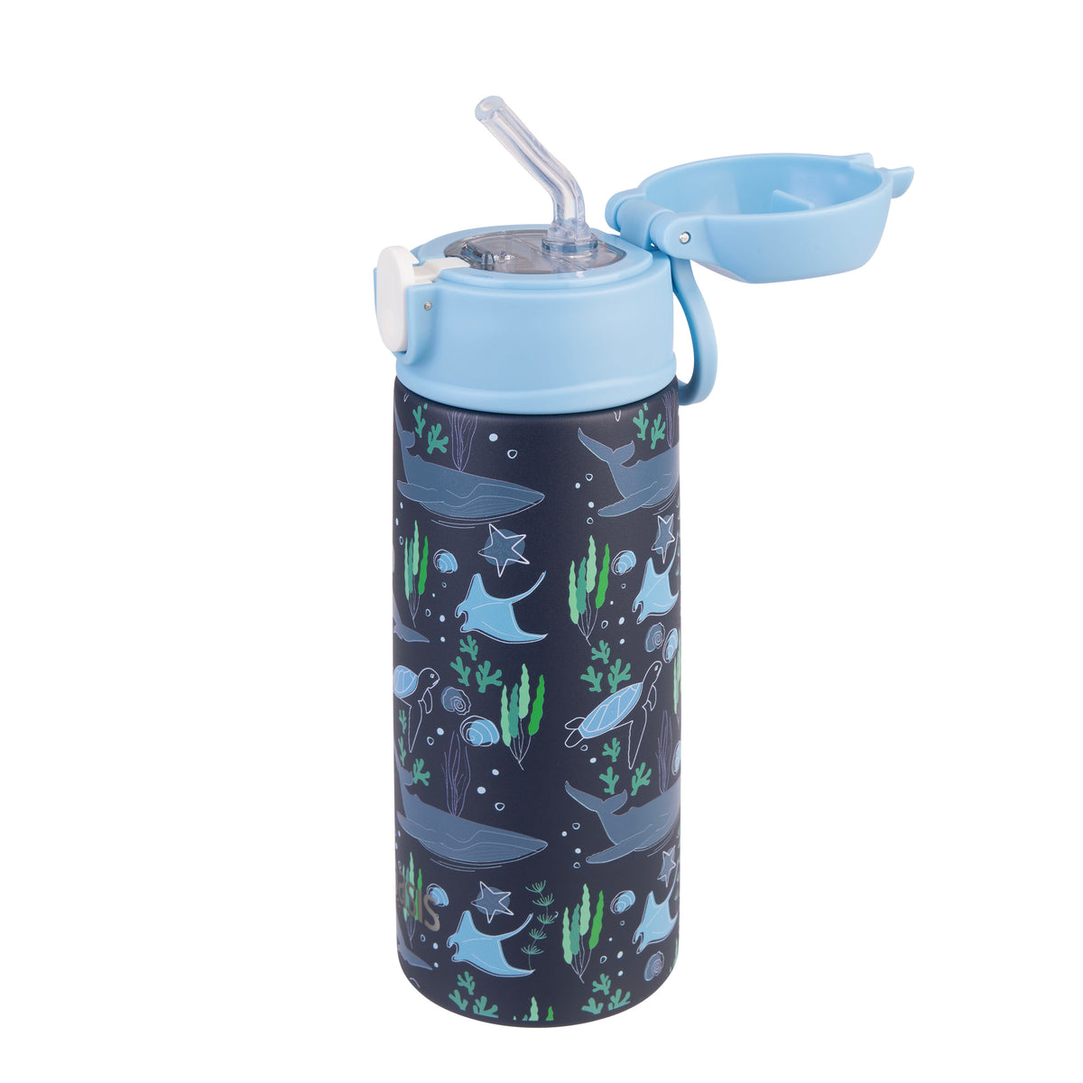 OASIS STAINLESS STEEL DOUBLE WALL INSULATED KID'S DRINK BOTTLE W/ SIPPER 550ML - OCEAN FRIENDS
