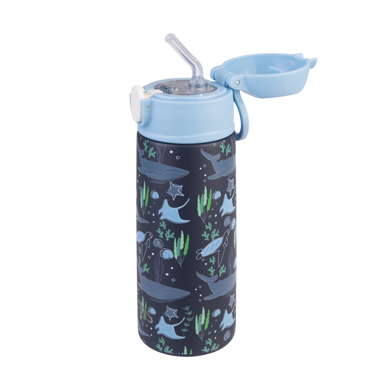 OASIS STAINLESS STEEL DOUBLE WALL INSULATED KID'S DRINK BOTTLE W/ SIPPER 550ML - OCEAN FRIENDS