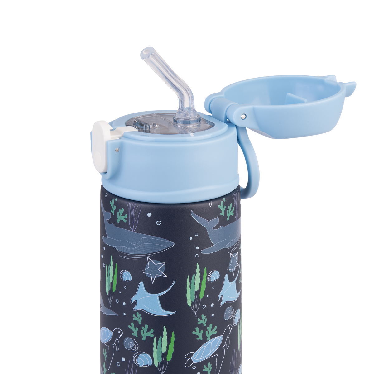 OASIS STAINLESS STEEL DOUBLE WALL INSULATED KID'S DRINK BOTTLE W/ SIPPER 550ML - OCEAN FRIENDS