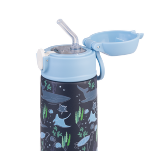 OASIS STAINLESS STEEL DOUBLE WALL INSULATED KID'S DRINK BOTTLE W/ SIPPER 550ML - OCEAN FRIENDS