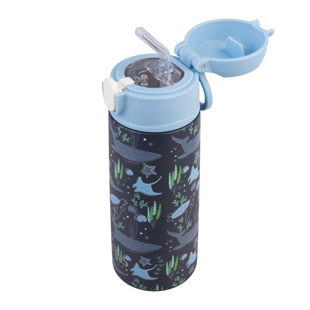 OASIS STAINLESS STEEL DOUBLE WALL INSULATED KID'S DRINK BOTTLE W/ SIPPER 550ML - OCEAN FRIENDS