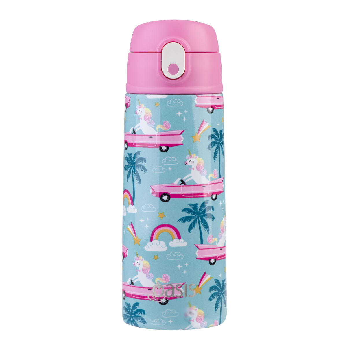 OASIS STAINLESS STEEL DOUBLE WALL INSULATED KID'S DRINK BOTTLE W/ SIPPER 550ML - PINK CADILLAC