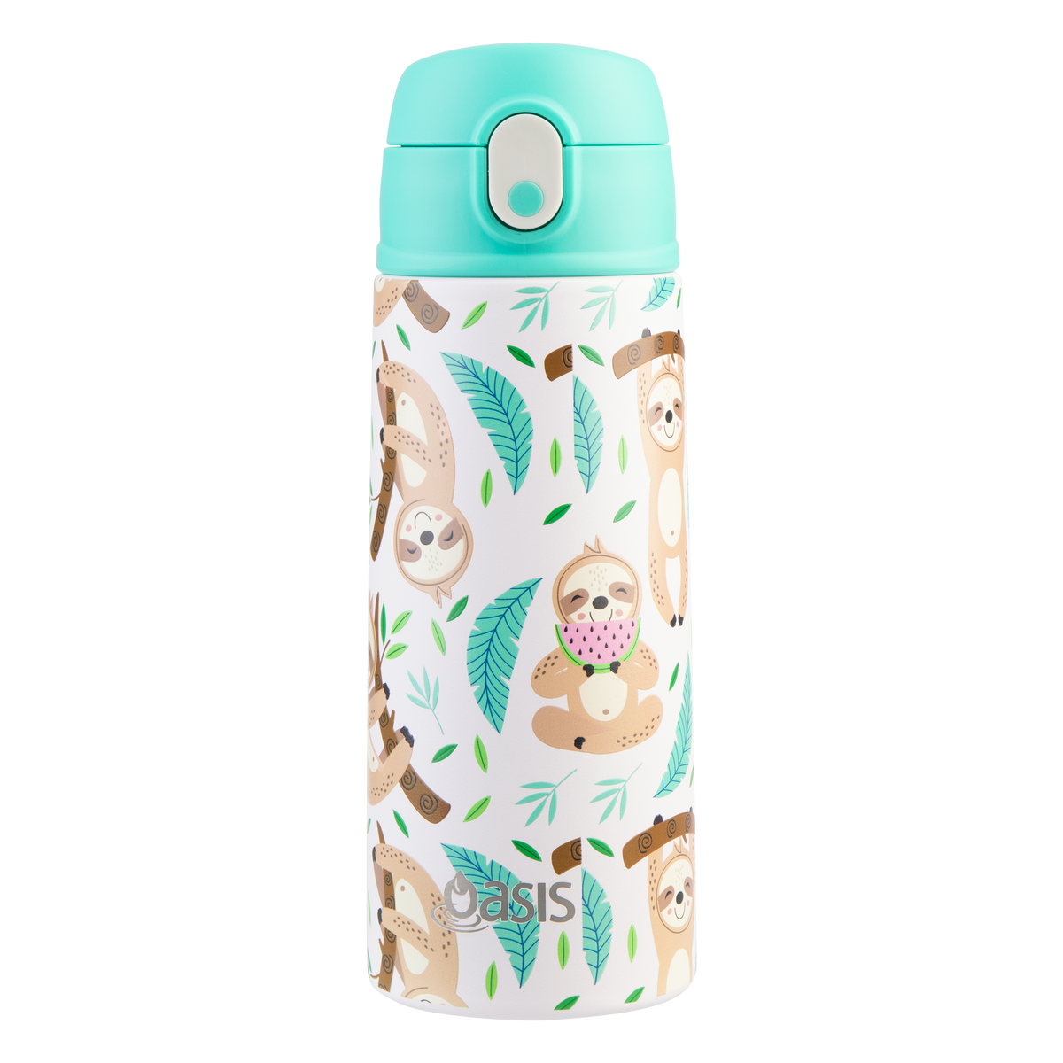 OASIS STAINLESS STEEL DOUBLE WALL INSULATED KID'S DRINK BOTTLE W/ SIPPER 550ML - SLEEPY SLOTHS
