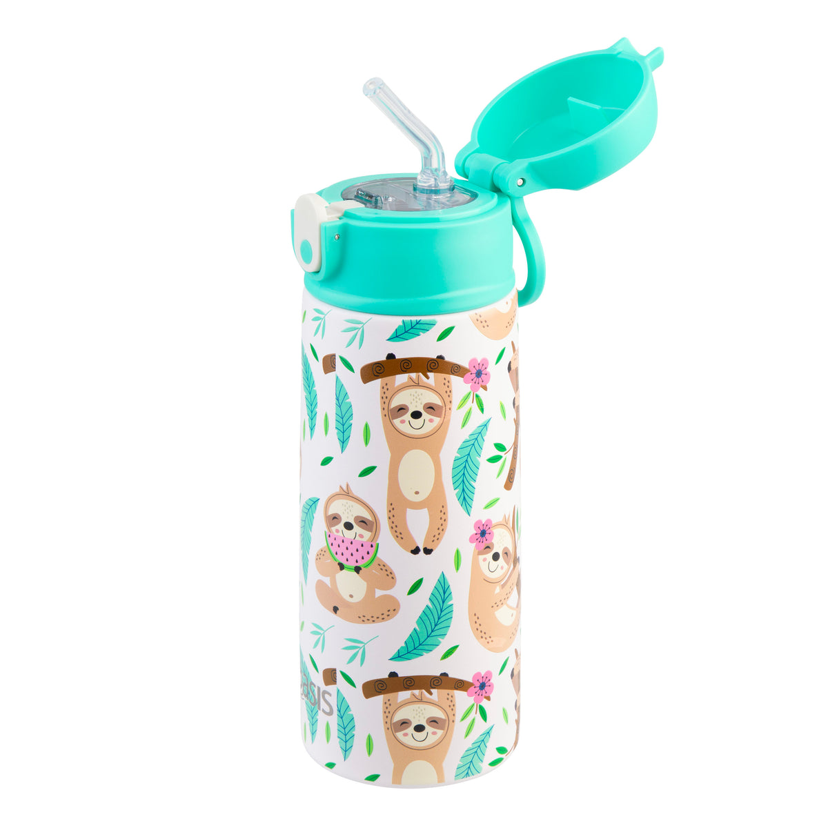 OASIS STAINLESS STEEL DOUBLE WALL INSULATED KID'S DRINK BOTTLE W/ SIPPER 550ML - SLEEPY SLOTHS