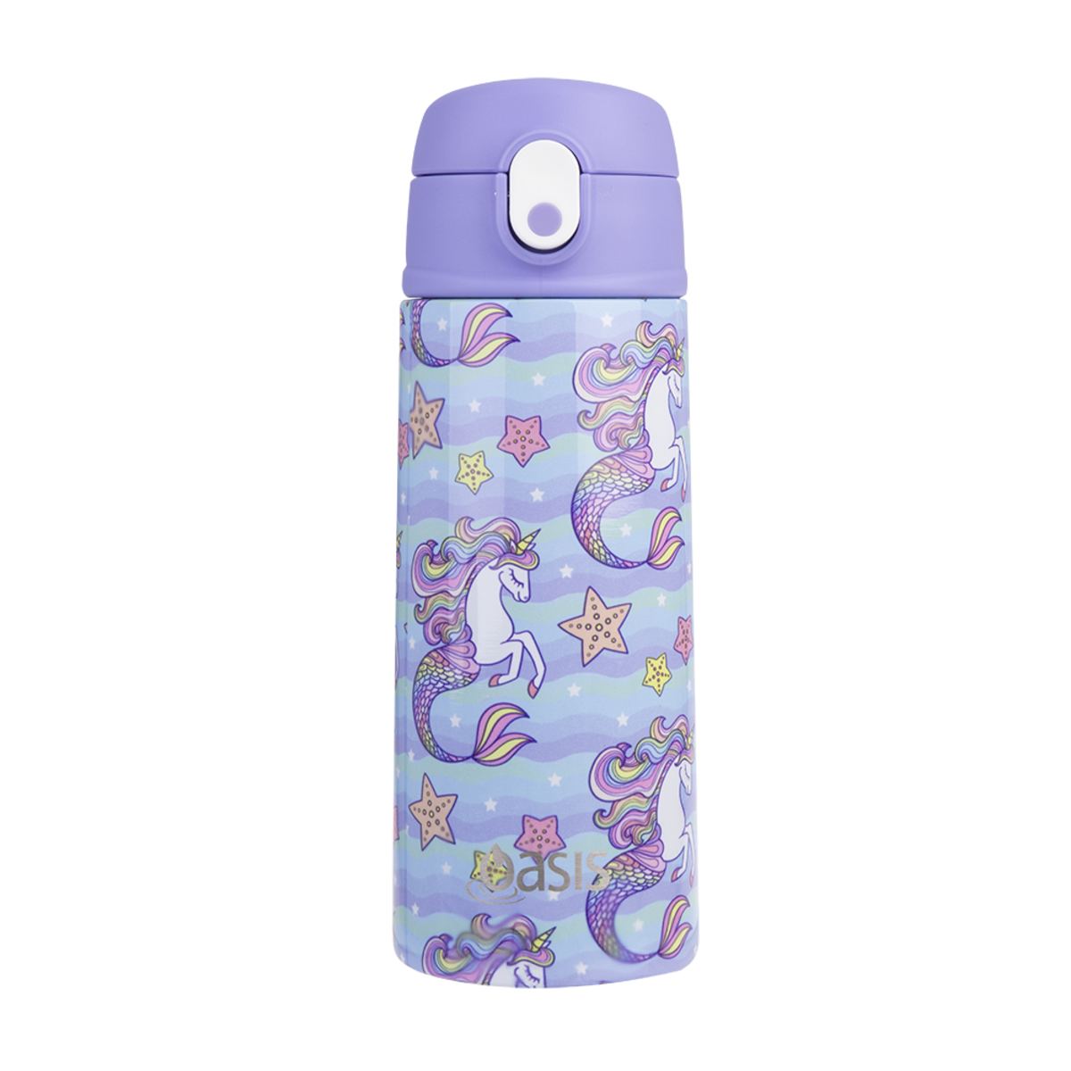 OASIS STAINLESS STEEL DOUBLE WALL INSULATED KID&#39;S DRINK BOTTLE W/ SIPPER 550ML -MERMAID UNICORNS