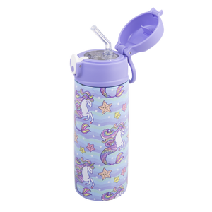 OASIS STAINLESS STEEL DOUBLE WALL INSULATED KID'S DRINK BOTTLE W/ SIPPER 550ML -MERMAID UNICORNS