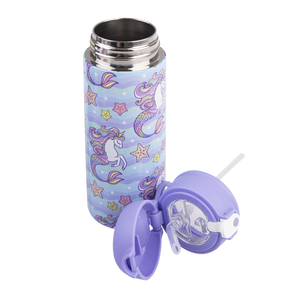 OASIS STAINLESS STEEL DOUBLE WALL INSULATED KID'S DRINK BOTTLE W/ SIPPER 550ML -MERMAID UNICORNS