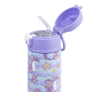 OASIS STAINLESS STEEL DOUBLE WALL INSULATED KID'S DRINK BOTTLE W/ SIPPER 550ML -MERMAID UNICORNS