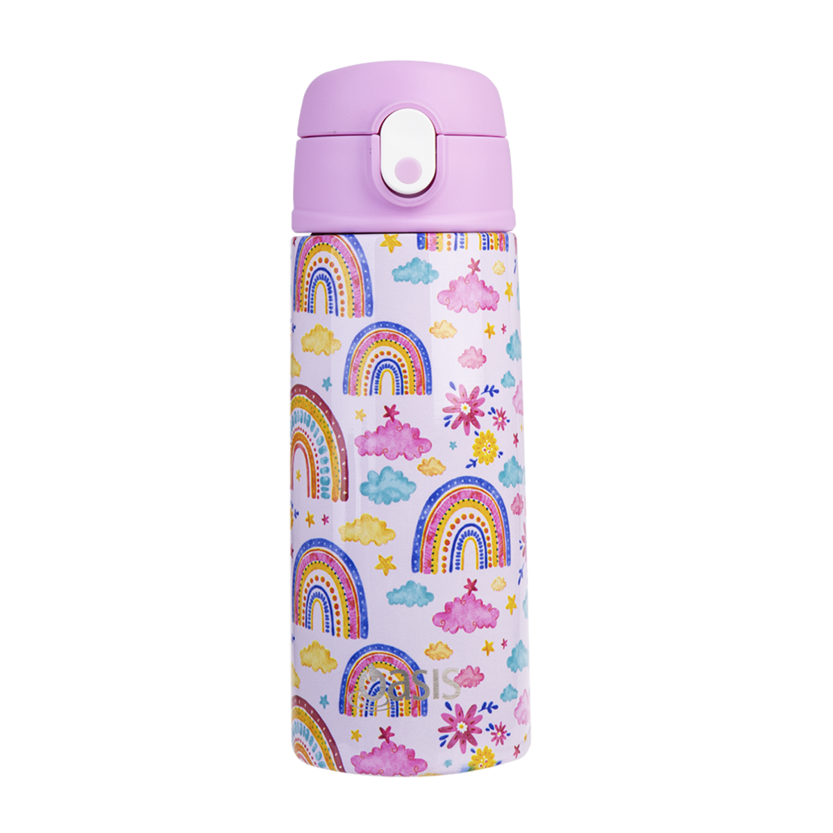 OASIS STAINLESS STEEL DOUBLE WALL INSULATED KID&#39;S DRINK BOTTLE W/ SIPPER 550ML -RAINBOW SKY