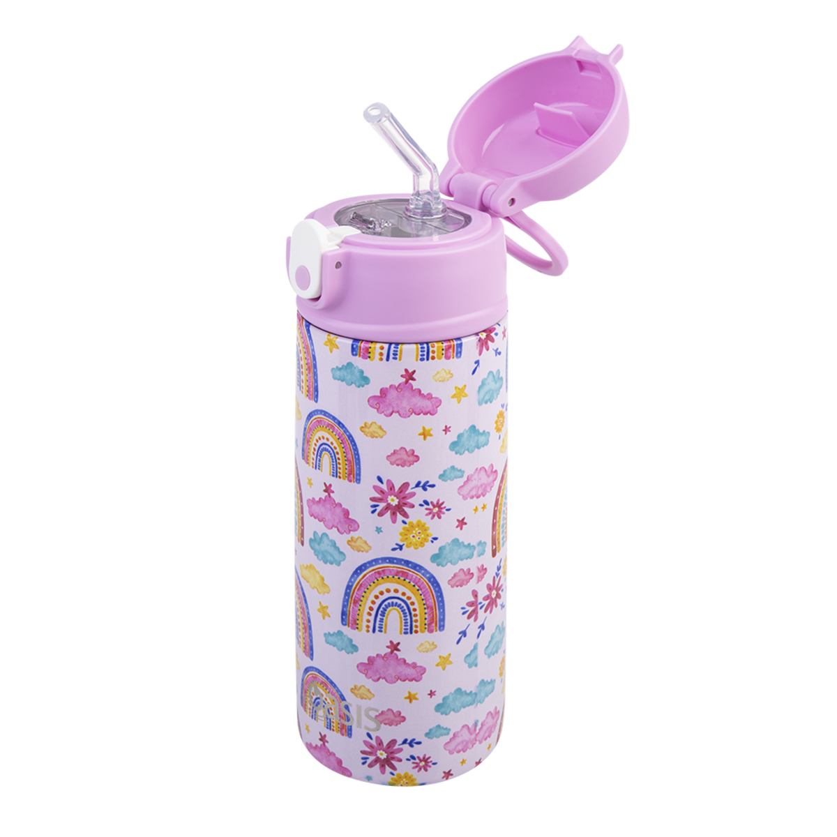 OASIS STAINLESS STEEL DOUBLE WALL INSULATED KID'S DRINK BOTTLE W/ SIPPER 550ML -RAINBOW SKY