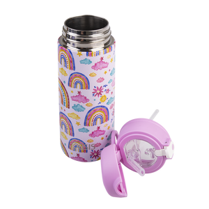 OASIS STAINLESS STEEL DOUBLE WALL INSULATED KID'S DRINK BOTTLE W/ SIPPER 550ML -RAINBOW SKY