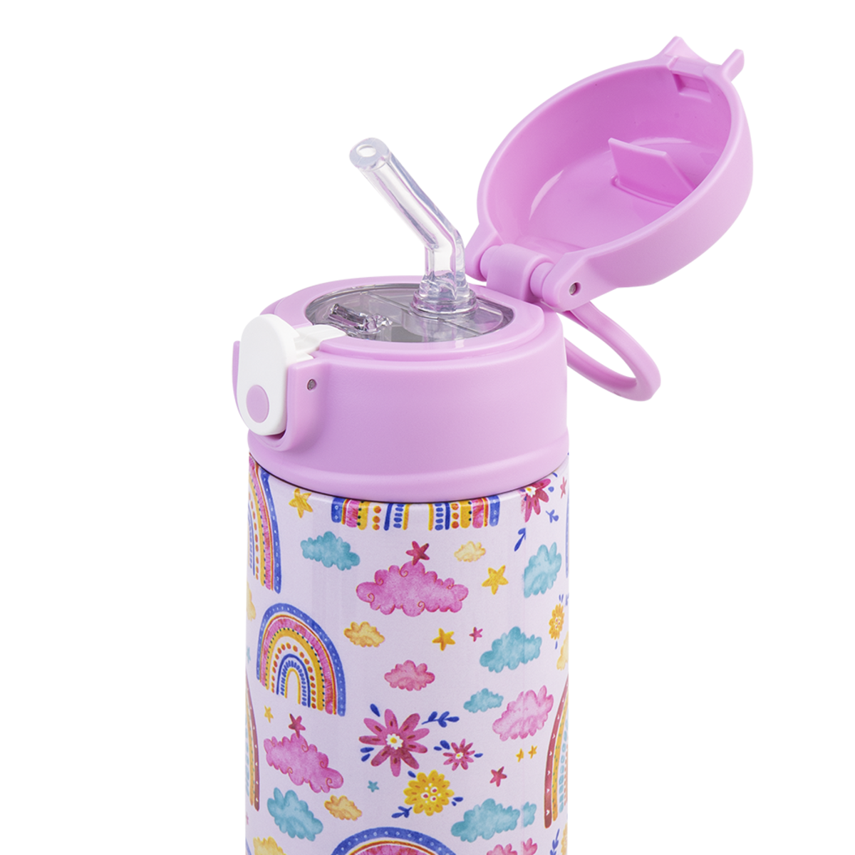 OASIS STAINLESS STEEL DOUBLE WALL INSULATED KID&#39;S DRINK BOTTLE W/ SIPPER 550ML -RAINBOW SKY