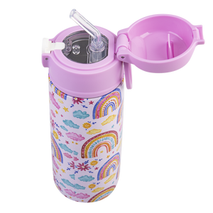 OASIS STAINLESS STEEL DOUBLE WALL INSULATED KID'S DRINK BOTTLE W/ SIPPER 550ML -RAINBOW SKY