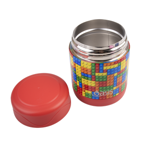 OASIS STAINLESS STEEL DOUBLE WALL INSULATED KID'S FOOD FLASK 300ML -Bricks