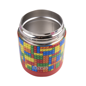 OASIS STAINLESS STEEL DOUBLE WALL INSULATED KID'S FOOD FLASK 300ML -Bricks