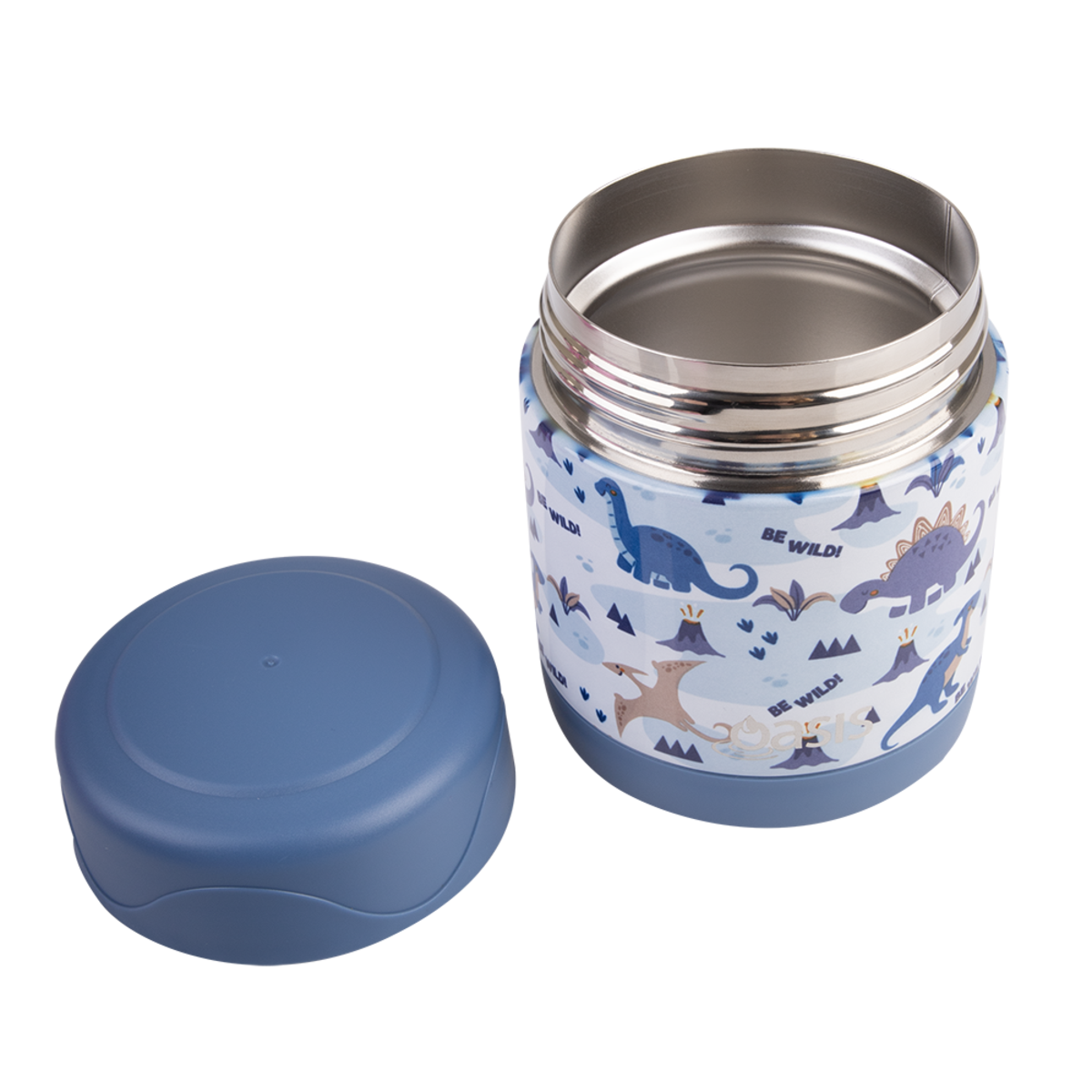 OASIS STAINLESS STEEL DOUBLE WALL INSULATED KID&#39;S FOOD FLASK 300ML -DINOSAUR