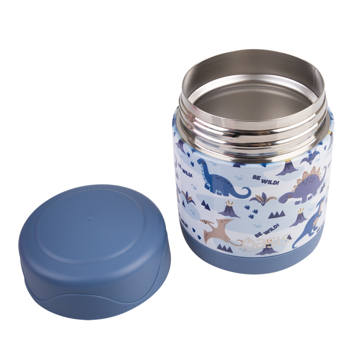 OASIS STAINLESS STEEL DOUBLE WALL INSULATED KID'S FOOD FLASK 300ML -DINOSAUR