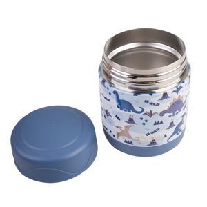 OASIS STAINLESS STEEL DOUBLE WALL INSULATED KID'S FOOD FLASK 300ML -DINOSAUR