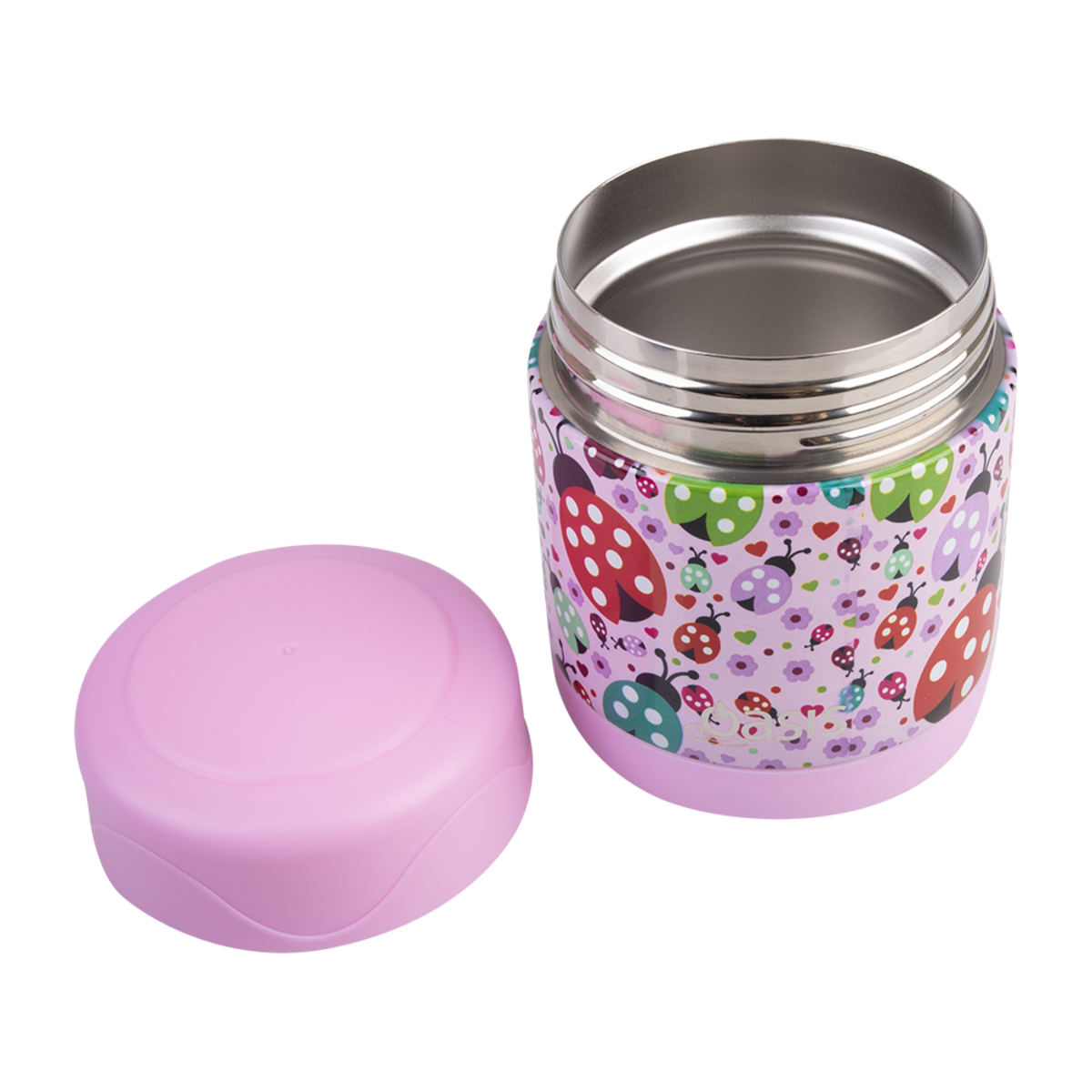 OASIS STAINLESS STEEL DOUBLE WALL INSULATED KID'S FOOD FLASK 300ML -LOVELY LADYBUGS