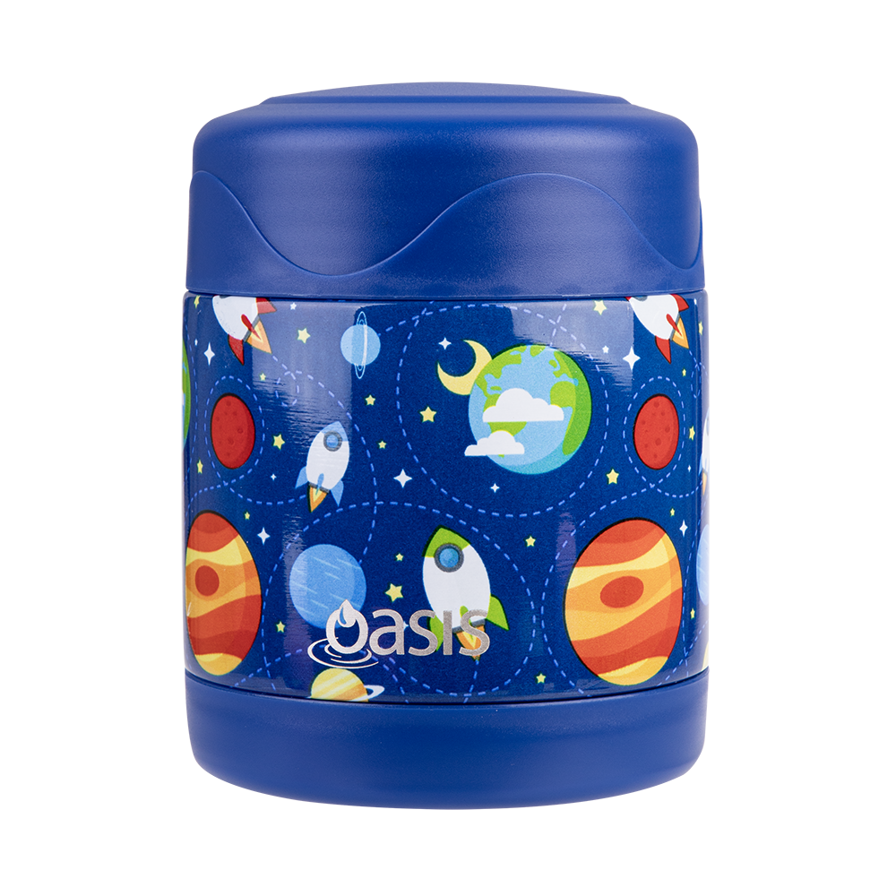 OASIS STAINLESS STEEL DOUBLE WALL INSULATED KID&#39;S FOOD FLASK 300ML -OUTER SPACE