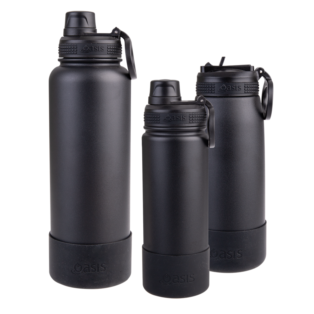 OASIS SILICONE BUMPER TO FIT &quot;CHALLENGER&quot; SPORTS BOTTLE 550ML - BLACK